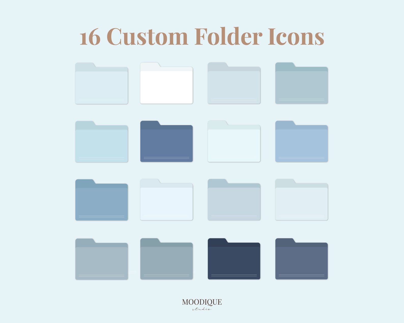 Blue Desktop Organizer Folder Icons for Mac Windows | Etsy