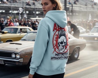 ADHD Punk Skull hoodie | Angry Deficit Hyperactivity Disorder design, red skull graphic