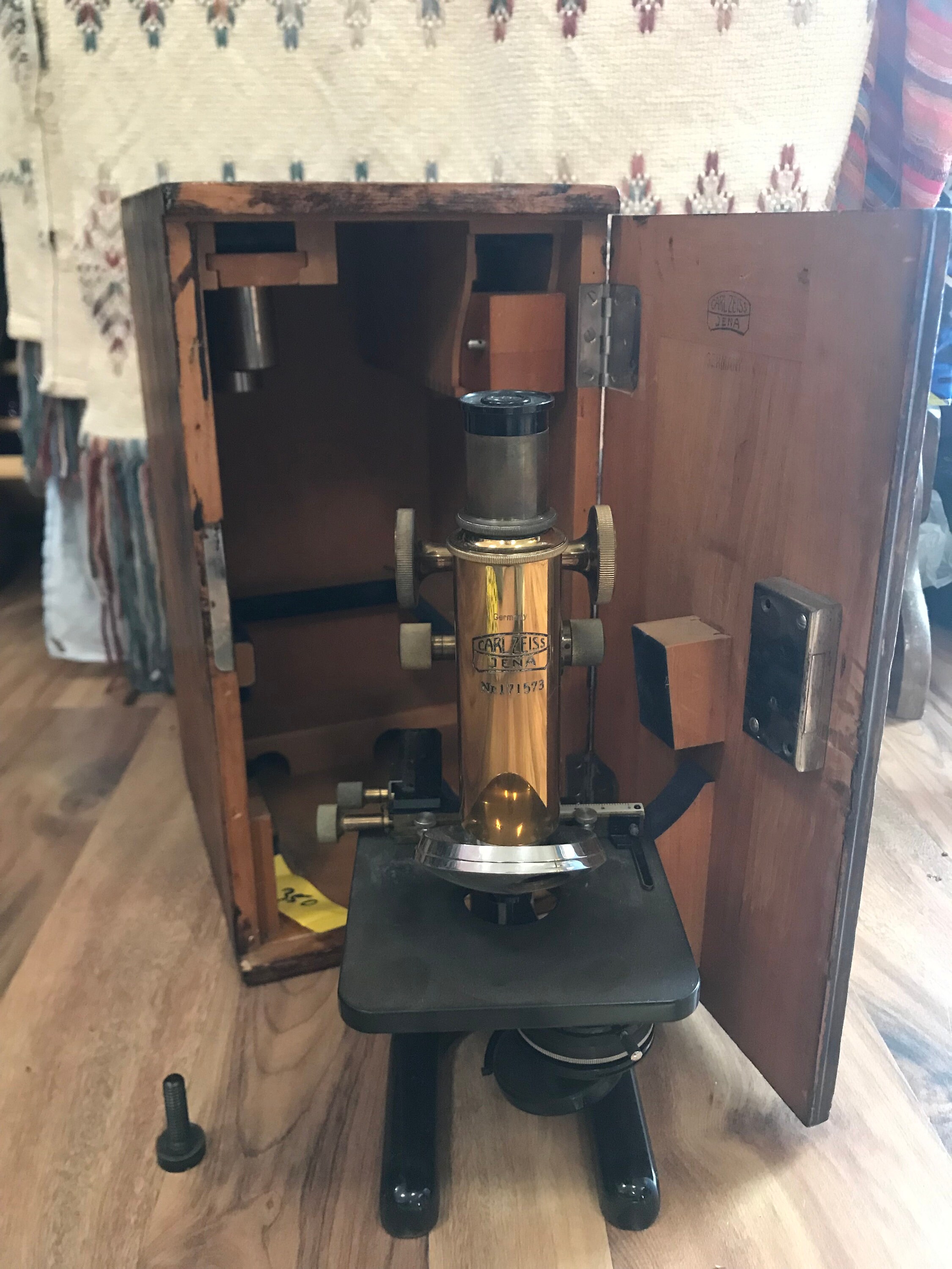 Carl Zeiss Jenna Vintage Microscope With Wooden Box Etsy