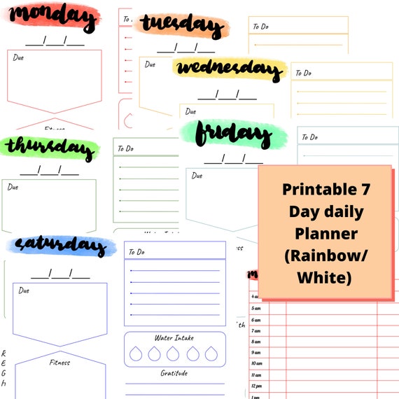 Printable 30 Min Intervals Daily Planner 7 Day Planner Daily | Etsy