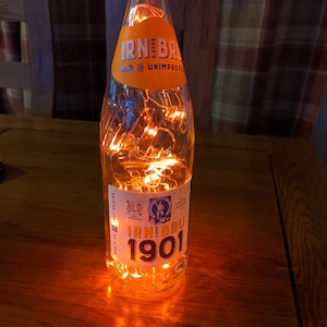 Irn Bru Glass Bottle Light with Harris Tweed Accent