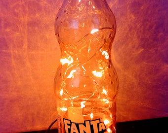 Lampe bouteille en verre orange Fanta