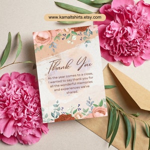 Editable Simple Floral Thank You Card, Wildflower Colorful Template, Instant Download, Personalized Printable Card, Year End Floral Card