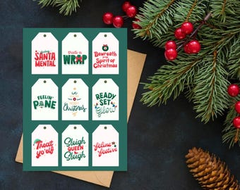 Editable Typographic Christmas Gift Tag, Customizable Holiday Labels for Your Gift Wrapping Delight, Unique Holiday Gifting