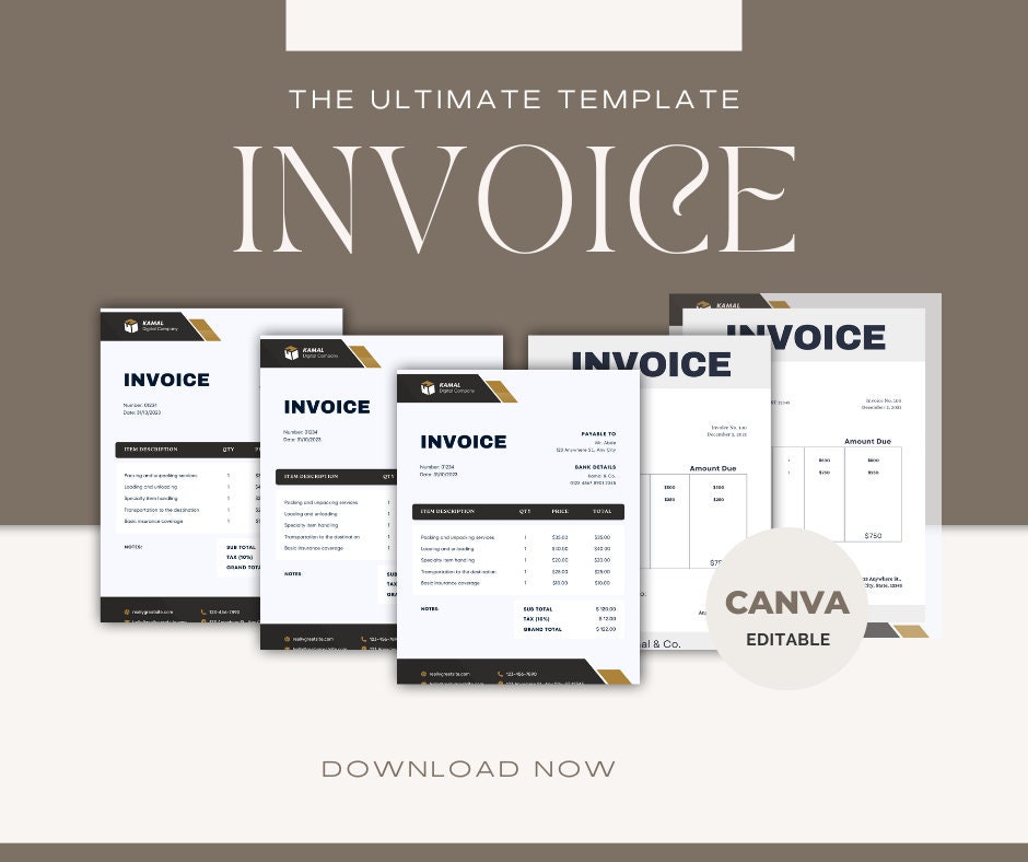 Corporate Service Invoice Template, Custom Business Invoice ...