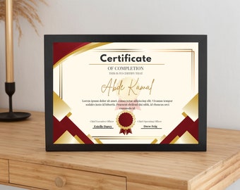 Editable Training Certificate Template, Printable Certificate Of Completion, Canva Customizable , Training Certificate Of Completion
