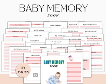 Libro de recuerdos digital para bebés My Baby Journal, ruborizado con lámina dorada, regalo para baby shower, regalo para parejas, nuevos padres, con bordes dorados