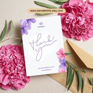 Minimalist Watercolor Thank You Card, Purple Pink Grateful Card, Custom Thank You Notes, Gratitude Card, Appreciation Gift