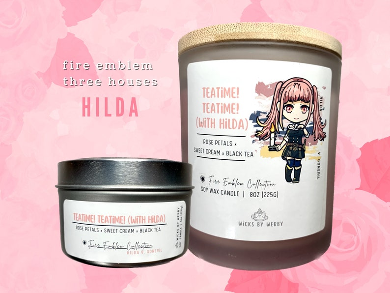 Hilda Fire Emblem-Inspired Scented Soy Candle Teatime Teatime with Hilda image 1
