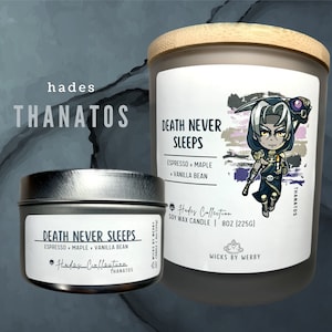 Thanatos | Death Never Sleeps | Hades-Inspired Scented Soy Candle | Espresso Maple Vanilla Bean