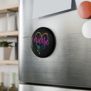 Nurse Week Gift- Nurse Heart Magnet, Nurse Gift, Rainbow Stethoscope Button, Inspirational Decor, Medical Professional Accessory