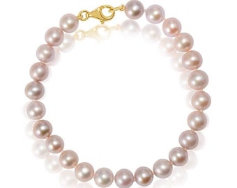 Pink Pearls Bracelet, Freshwater Pearl Bracelet, Classic Pearl Bracelet, Pearl Wedding Bracelet, Rare Pearl, Natural Pearls, 14K Gold Clasp