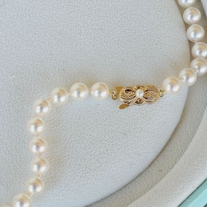 Exquisite Akoya Japanese Pearl Necklace, 14Kt. Premium Mikimoto Yellow Gold Safety Clasp, 7.5-8mm Pearls, Rare Akoya Pearls
