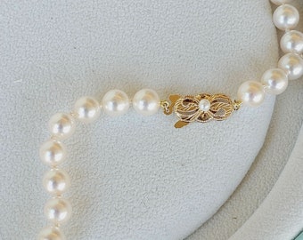 Vintage Mikimoto Pearl Necklace Sterling Silver 15 Inches