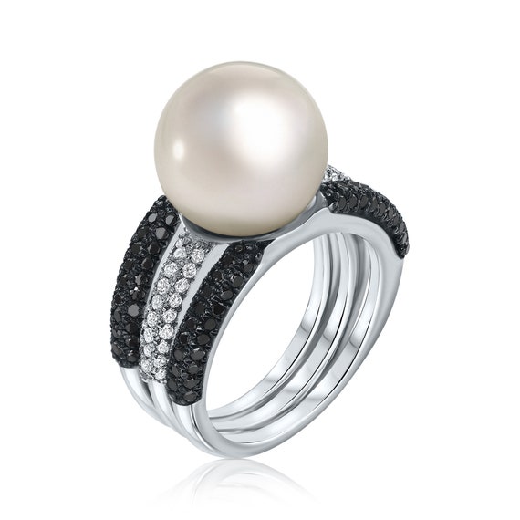 Amazon.com: LRGKMCWTOB Baroque Vintage Imitation Pearl Ring Women's Large Pearl  Luxury Engagement Ring Diamond Sterling Silver Fresh Water Pearl Cubic  Zirconia Ring (Size 7） : Clothing, Shoes & Jewelry