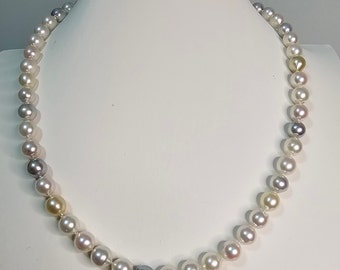 Exseptional Japnies Akoya Pearl Necklace, Rare Akoya Pearls, Super Luster, White Gold Pearl Safy Clasp