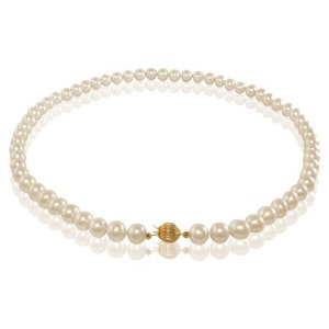 Top quality White Freshwater Pearl Necklace with 14K Yellow Gold Clasp, Natural Pearls, Bridal Pearl Necklace