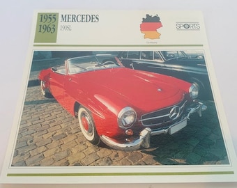 IMPRESSÃO DE CARRO CLÁSSICO vintage 6X6 coisas efêmeras transporte automóvel imagem foto decoração litho homem caverna 1955 Mercedes 190sl Alemanha