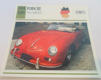 IMPRESSÃO DE CARRO CLÁSSICO vintage 6X6 efêmera transporte automóvel imagem foto decoração lito homem caverna 1955 Porsche 356A Cabriolet