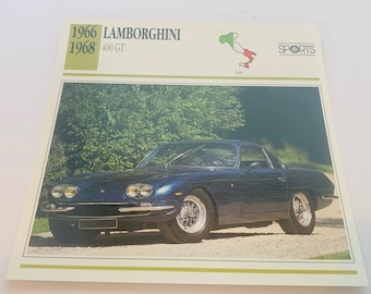 IMPRESSÃO DE CARRO CLÁSSICO vintage 6X6 efêmera transporte imagem de automóvel foto decoração litho homem caverna 1966 Lamborghini 400 gt