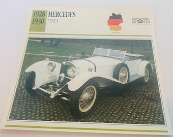 IMPRESSÃO DE CARRO CLÁSSICO vintage 6X6 coisas efêmeras transporte automóvel imagem foto decoração litho homem caverna 1928 Mercedes Tipo S Alemanha