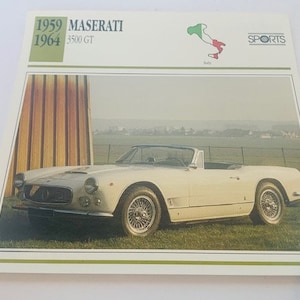 CLASSIC CAR PRINT vintage 6X6 ephemera transportation automobile picture photo decor litho man cave 1959 Maserati 3500 gt