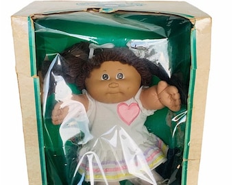 Cabbage Patch Kids Coleco Xavier Roberts Vintage nib box adoption papers doll figure baby vtg girl dress heart