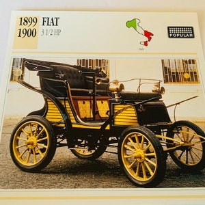 CLASSIC CAR PRINT vintage 6X6 ephemera transportation automobile picture photo decor litho man cave gift 1899 Fiat 3 and 1/2 hp Italy