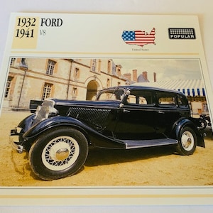 CLASSIC CAR PRINT vintage 6X6 ephemera transportation automobile picture photo decor litho man cave gift 1932 Ford V8 usa