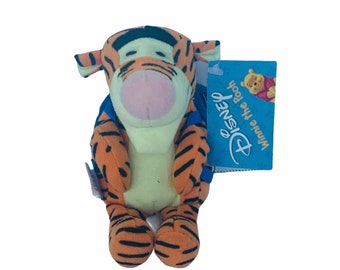 TIGGER PLUSH BOOK vintage childrens bean bag stuffed animal miniature mini backpack back pack story Winnie Pooh disney nwt tag