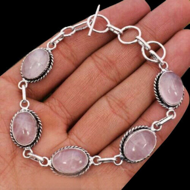 100 Piece Rose Quartz stone Bracelet Wholesale lot Bracelet 925 Sterling Silver Bracelet Handmade Jewelry Vintage Bracelet Price
