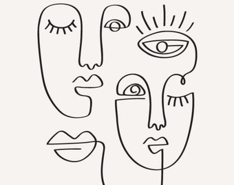 Two Faces Drawing Etsy Two Faces Drawing Etsy
