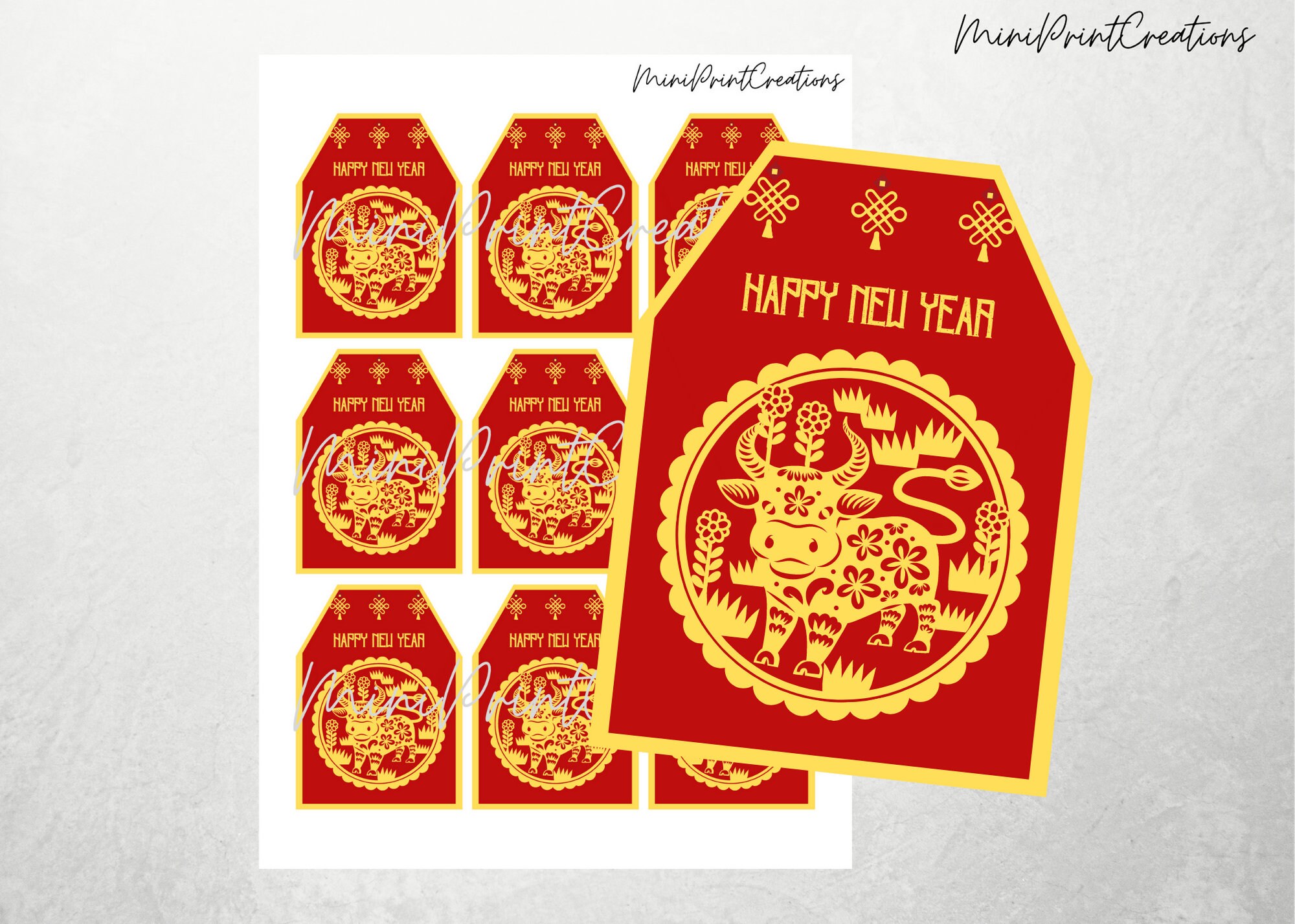 Printable Happy New Year Gift Tags Chinese New Year Tags | Etsy