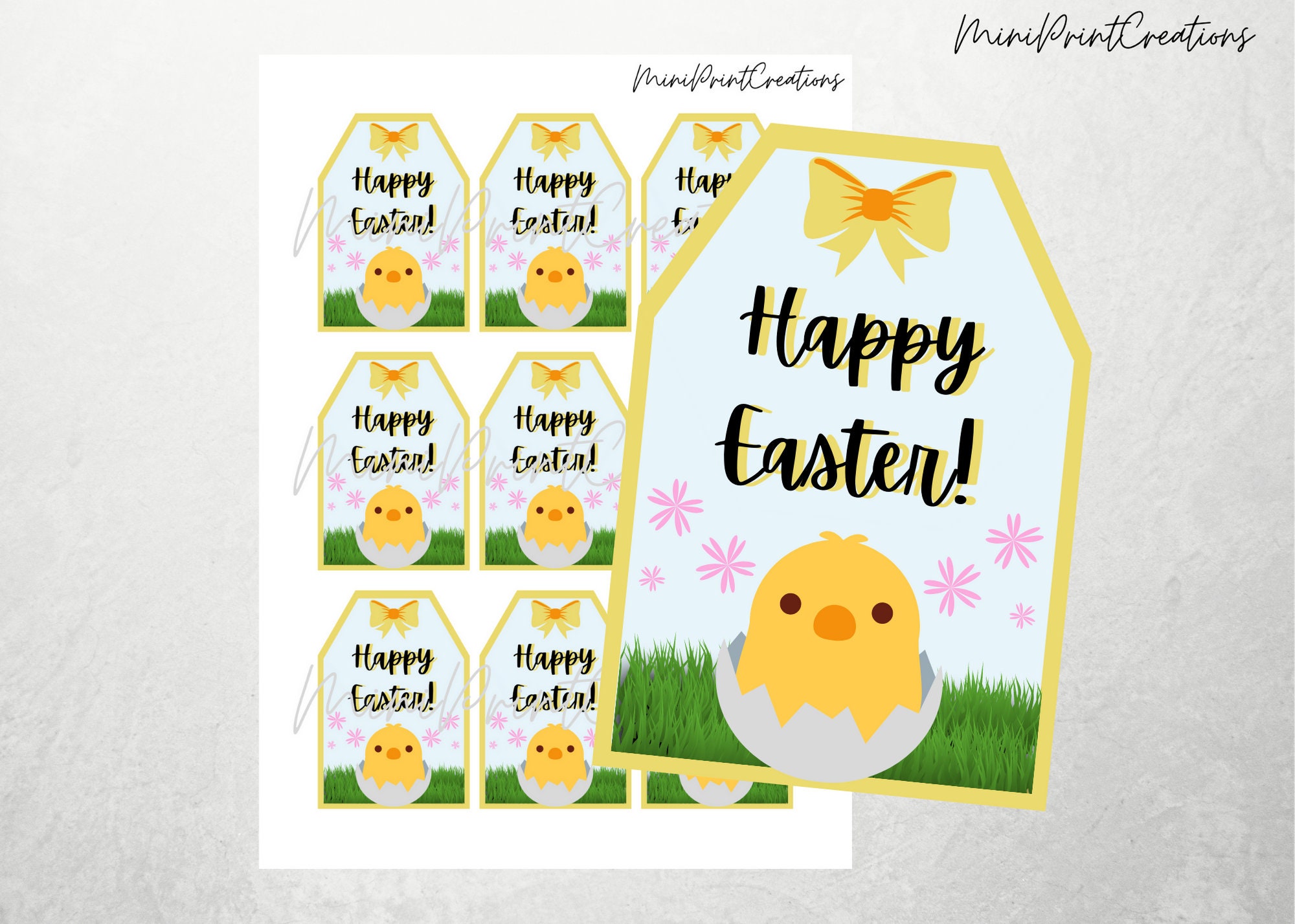 Printable Easter Chick Gift Tags Easter Tags Happy Easter Etsy