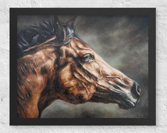 In Motion | Horse Portrait Print | Equestrian Oil Painting Art