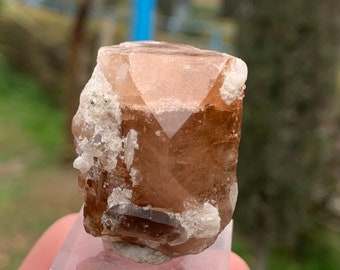 Golden / Brown Topaz Terminated  Crystal With Quartz & Feldspar Combine Heated Crystal From Skardu Pakistan A13