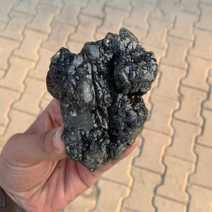 Rare Black Quartz / Quartz Crystal With Black Rutile / Aegirine Crystals Inclusions & On Surface Of Specimen From skardu Pakistan A15