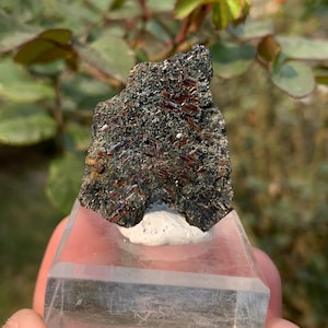 Hematite Crystal With Rare Brown / Red Rutile Crystals On Surface Combine From Skardu Pakistan A9