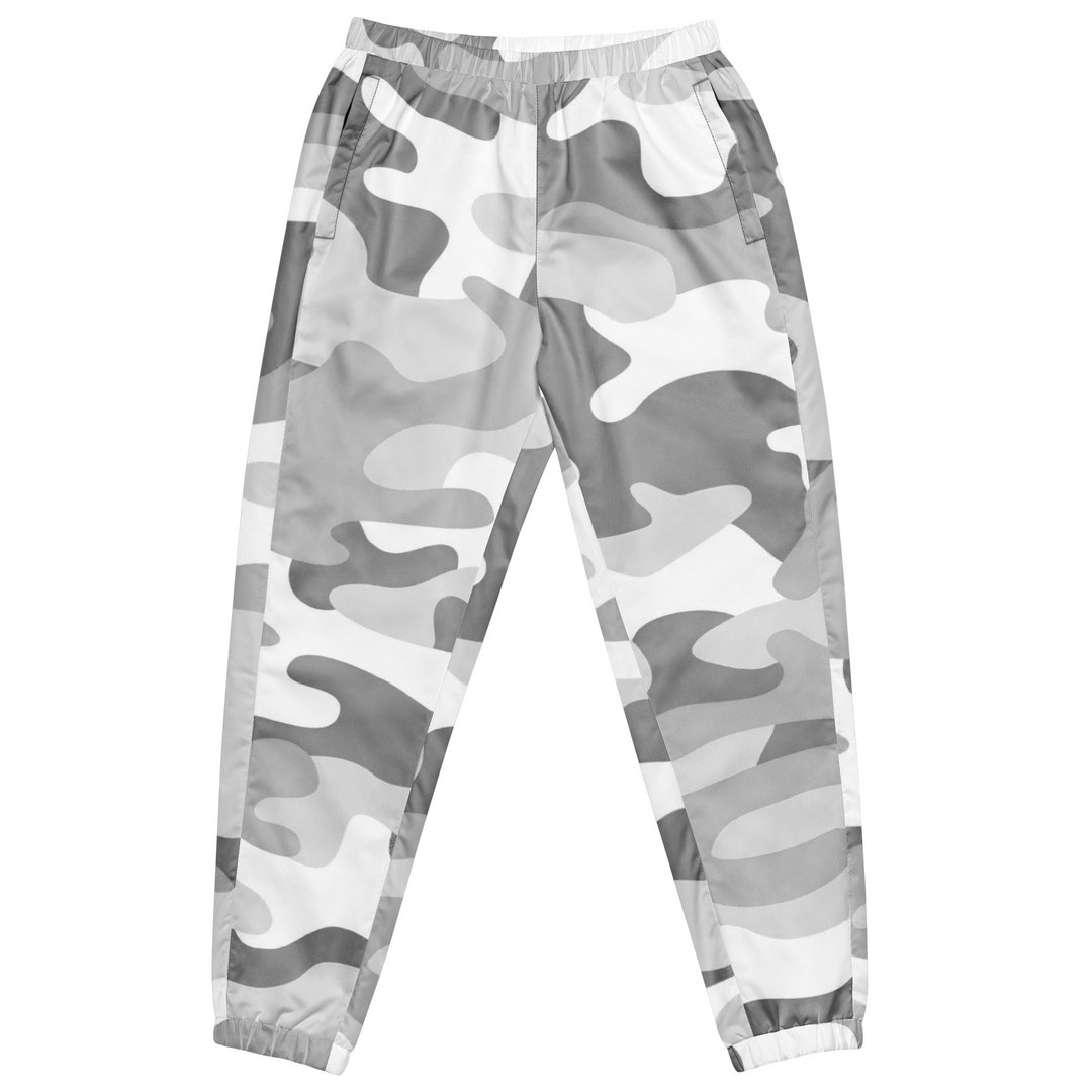 White Gray Camouflage Unisex Track Pants Etsy Canada