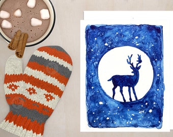 Handmade Christmas card, Watercolor card, Greeting card, Christmas tree card, Holiday cards, Season Greetings, Boxed card set, Handmade card