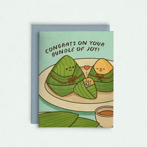 Félicitations pour votre paquet de cartes de vœux | Carte de voeux de baby shower Zongzi, carte de futurs parents, jeu de mots de cuisine asiatique, carte de voeux mignonne