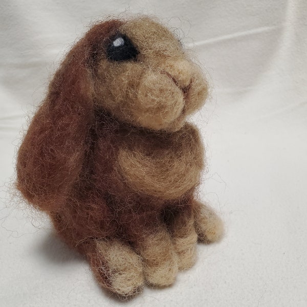 Brown Needle Felted Holland Lop Bunny