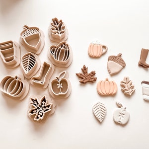 Polymer Clay Cutters - Fall Clay Cutters, Autumn Clay Cutters, Pumpkin, Leaves, Coffee, Boot, Acorn, Apple