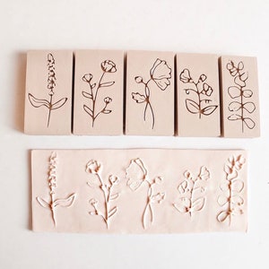Polymer Clay Embossing Stamps - Flower Clay Texture Stamps, Floral Clay Stamps