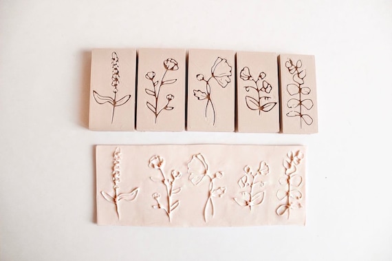 Polymer Clay Embossing Stamps Flower Clay Texture Stamps, Floral