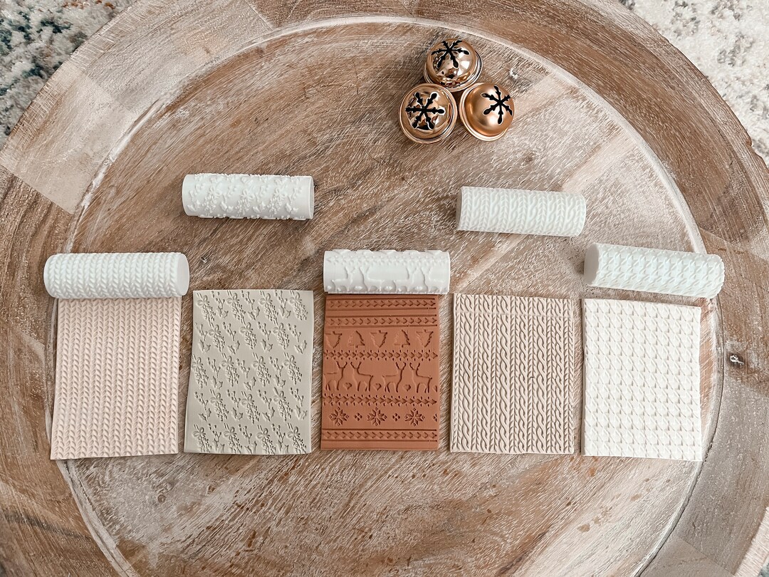 Polymer Clay Texture Roller Set Holiday Texture Rollers, Christmas