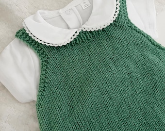 Handmade Knitted Sage Green Romper | baby boys clothes - Spanish, traditional