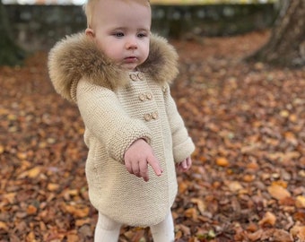 Handmade Fur Hood Jacket Baby Girls Boys Clothes Knitwear Cardigan Fur Knitted Cardigans Babys Etsy UK