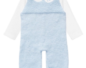 Handmade Knitted Personalised Bodysuit and Dungarees Romper Set