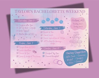 Bachelorette Party Itinerary Pink Customizable Template